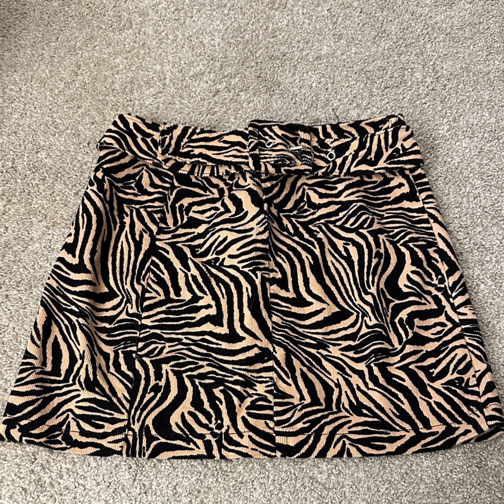 Wild Fable Corduroy Black and Tan Zebra A-Line Skirt